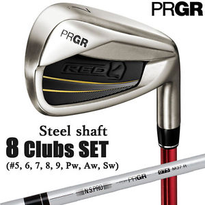 PRGR GOLF JAPAN 2016 MODEL RED TITAN FACE IRON SET #5-9,Pw,Aw,Sw (8 clubs) STEEL