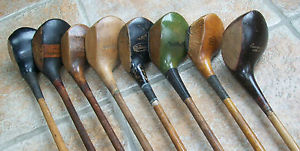 10 Antique Vintage Unusual 1920s Hickory Wood Shaft Golf Clubs Brassie Need Work