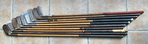 10 Antique Vintage Old 1905 To 1930 Hickory Wood Shaft Golf Clubs