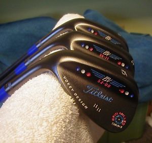 VOKEY SM4 PORTED BLACK CHROME 3 WEDGE SET 52-56-60 SPINE ALIGNED BLACK CERAKOTE