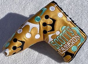 SCOTTY CAMERON Gold & Tiffany Blue RETRO TOUR MINI CROWN Putter Headcover 1/25