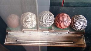 FREE SHIPPING  Vintage " The Development of Golf Balls " Rare  Wood Stand