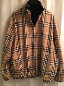 BURBERRY GOLF Half Zipper NOVA CHECK Plaid Pullover Fleece JACKET Windbreaker XL