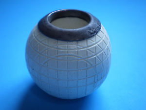 Antique Used Ceramic/Sterling Silver Match gutty golf ball design ca 1900s