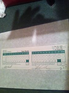 A RARE TIGER WOODS 1998 ACTUAL OFFICIAL TOURNAMENT USED SCORECARD.PSA/DNA COA