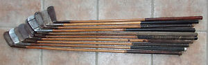 10 Antique Vintage Old 1920s Hickory Wood Shaft Golf Clubs Braeburn Nicoll Etc.