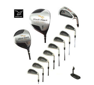 AGXGOLF +2 INCH TALL BLACKHAWK MENS COMPLETE GOLF SET/DRIVER+5WOOD+3-PW IRONS+SW