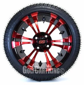 14" Vampire Red/Black SS Wheel/Rim and 205/30-14 DOT Golf Cart Tire Combo