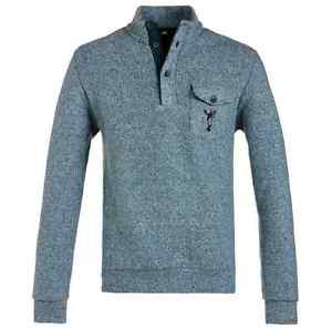 Golfino Pullover Herren Baumwoll Melange Troyer m.Brusttasche Grün Kollektion 17