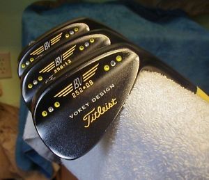 VOKEY PORTED BLACK CHROME 3 WEDGE SET 52-56-60 SPINE ALIGNED NEW KBS HI-REV