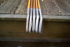 5 Antique Vintage Hickory Shaft Forgan Spence St Andrews Irons Scotland