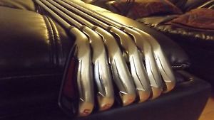 (LEFTY) COBRA AMP FORGED 5-PW,  STOCK STEEL STIFF FLEX SHAFTS, STOCK GRIPS