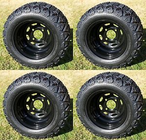 18x9-10 All Terrain Golf Cart Wheels & DOT Tires w/ Lug Nuts Set of 4