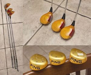 (L@@K)  PING ZING  Blonde Wood set Driver (1,3,5) with KT-M Steel shafts