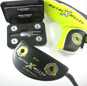 NEW ODYSSEY METAL X MILLED PUTTER 9 HT HEEL SHAFT 34 INCH WITH HEADCOVER & KIT
