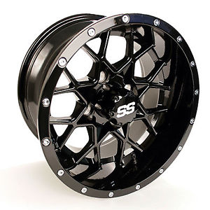 12" Vortex Gloss Black Wheels and X-Trail Tires + GTW Quality Golf Cart Lift Kit