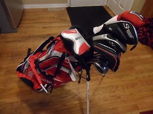 LEFT-HANDED TAYLORMADE JETSPEED & ADAMS A12 OS COMPLETE Set OF GOLF CLUBS STIFF