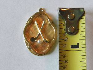 14K Yellow Gold 4.5 Grams Round Pendant/Charm Golf Clubs w/Genuine Pearl