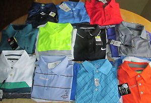 Wholesale Lot Of Golf Polos T-Shirts Nike PGA Under Armour Cutter Buck Pinehurst