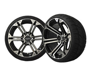 14" Madjax Nitro Machined/Black Wheels and 205/30-14 Endura Golf Cart Tire Combo