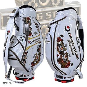 ZIPANG STUDIO 2015 Golf caddy bag Shisa & Hibiscus ZSS-017 White E207 1558