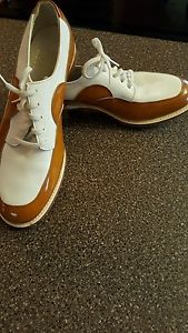 Vintage Dead Stock 1950's LAZY BONES 2 TONE GOLF SHOES Brown/White Sz 7.5