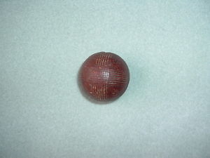c 1900  Red  GUTTY (Gutta Percha) BALL   Unique CIRCLES Pattern,   unused