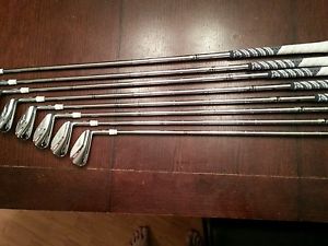 Custom mizuno mp-5 irons 3-pw rh great condition white ferrules silver ring