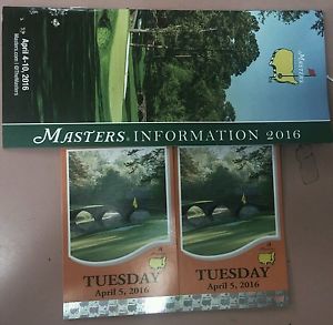2 tickets to  The Masters Tuesday Practice Round 04/05/2016
