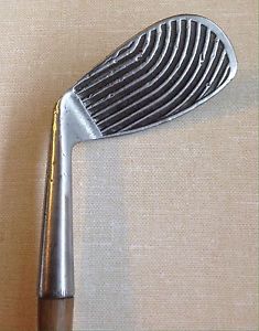 Antique Golf Wood Shaft Iron - Rare SPALDING Rainbow Deep Groove - Illegal 1924