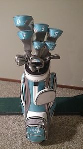 Women's blue and white *Callaway Soltaire* golf clubs with gems- petite