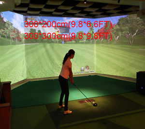300*200cm C37LJ Golf White Screen Simulator Projector System Hitting Impact