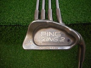 USED RH PING ZING 2 RED DOT 7-SW IRON SET KUSHIN REGULAR FLEX STEEL RH