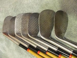 1930's Robt T. Jones Jr Spalding Autograph Fish Scale Face Irons Set 3-9