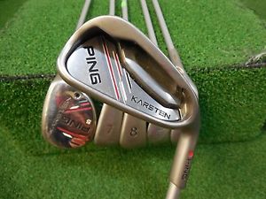 USED RH PING KARSTEN 5-PW COMBO IRON SET KS 401 SENIOR FLEX GRAPHITE RH