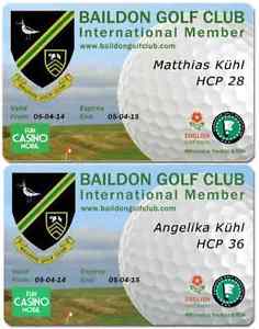 Zwei x Golf Mitgliedschaft. Fernmitgliedschaft. Damen Handicap 36 Herren Hcp 28