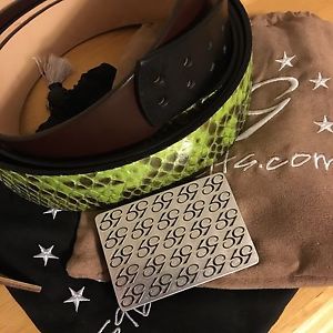 59 Golf Belt Buckle With 3 Straps Including A Green Exotic Python