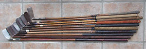 10 Antique Vintage Old 1920s Scottish Made Hickory Wood Shaft Golf Clubs