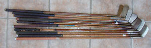 10 Antique Vintage Interesting Left Hand Early1900 Hickory Wood Shaft Golf Clubs