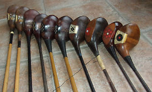 10 Antique Vintage Old 1930s Fancy Face Golf Clubs Driver Brassie Spoon