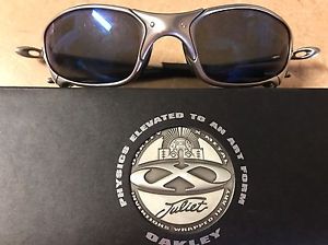 Oakley X-Metal Juliet Ice Polarized Sunglasses Box Coin Paperwork Nose Pads