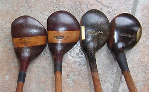 4 Antique Vintage 1920s Hickory Wood Shaft Golf Club Woods Spalding Macgregor