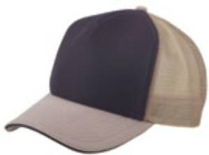 DDI 1474365 5 Panel Mesh with Sandwich Bill Cap - Khaki-Black Case Of 144