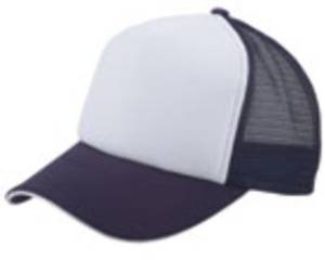DDI 1474361 5 Panel Mesh with Sandwich Bill Cap - Navy-White Case Of 144