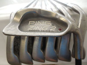 Used Ping Zing 2 Maroon Dot 4-PW Iron Set XPC Tour Senior Flex Graphite +3/4"