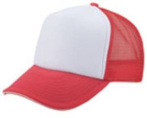 DDI 1474358 5 Panel Mesh with Sandwich Bill Cap - Red-White Case Of 144