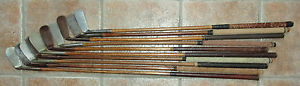 10 Antique Vintage 1920s Hickory Wood Shaft Golf Clubs Nice Interesting Group