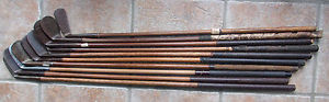 10 Antique Vintage Davega Wicklow Hickory Wood Shaft Golf Clubs Typical Conditio