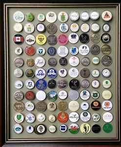 Rare Framed golf ball marker collection from around the world. Great gift.