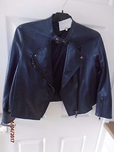 3.1 Phillip Lim leather biker jacket, uk sz 10  US 6, Navy Genuine designer